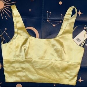 New Jason Wu Satin chartreuse cropped top medium